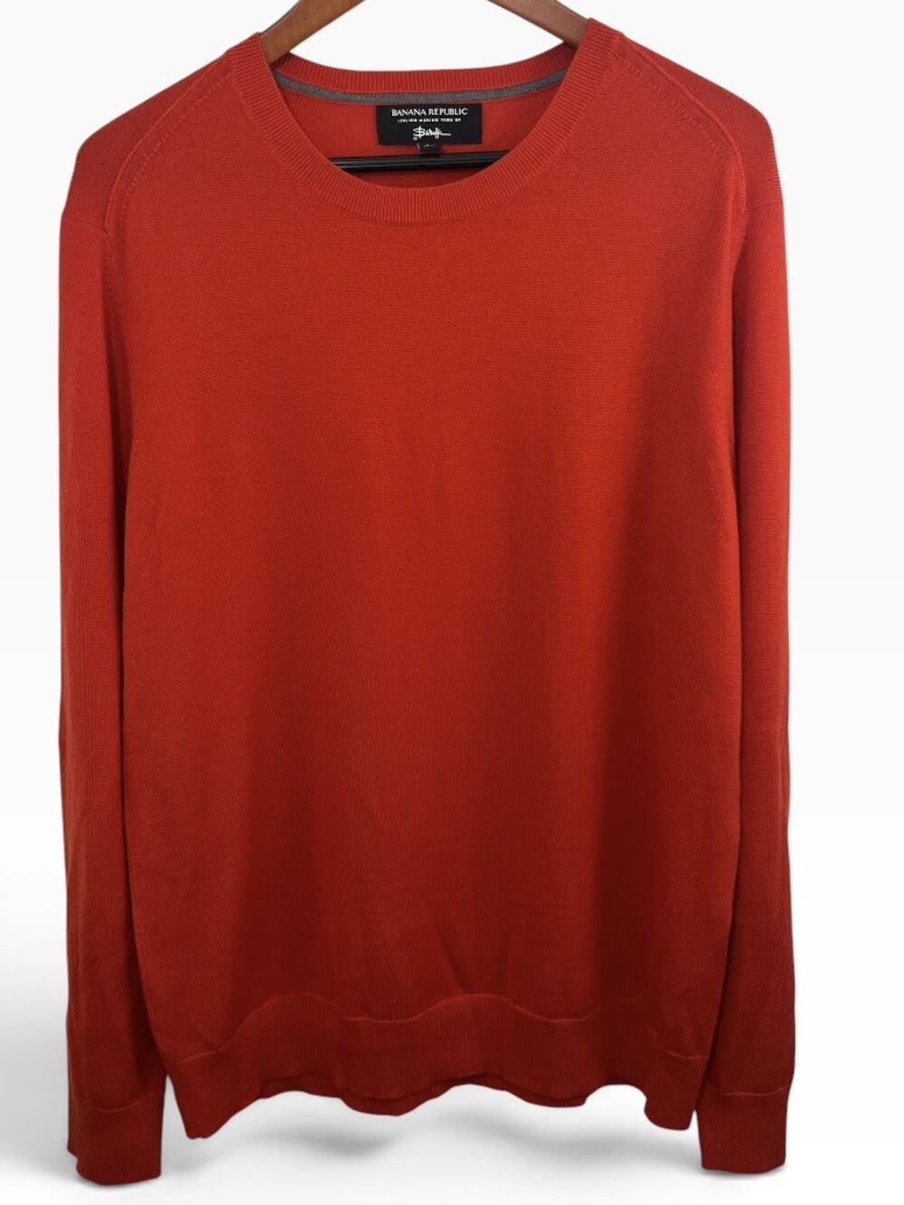Banana Republic Orange Sweater Italian Baruffa Merino Wool Crewneck Men's Large